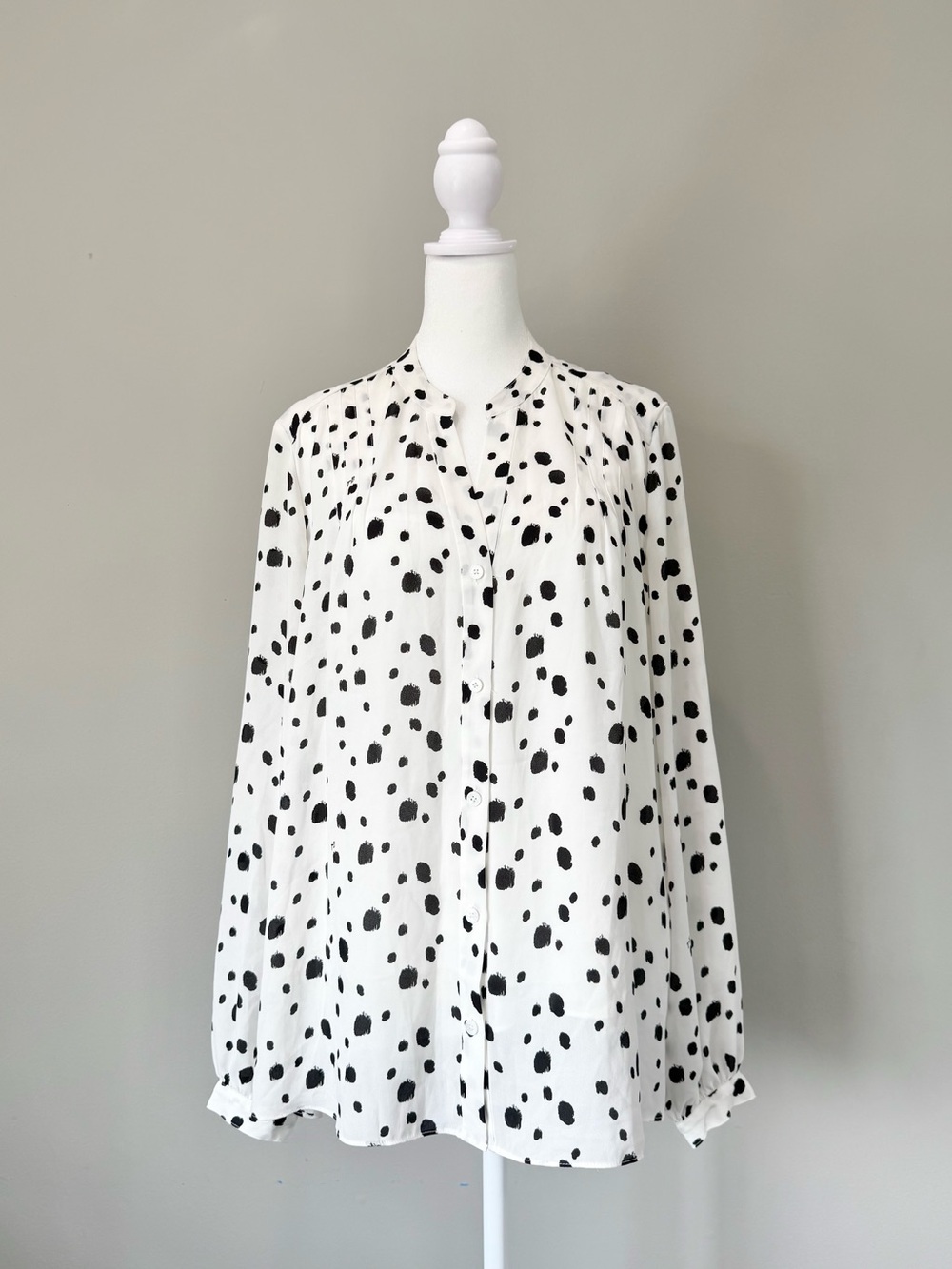 Ted Baker London Heiike Black & White Polka Dot Button Down Blouse